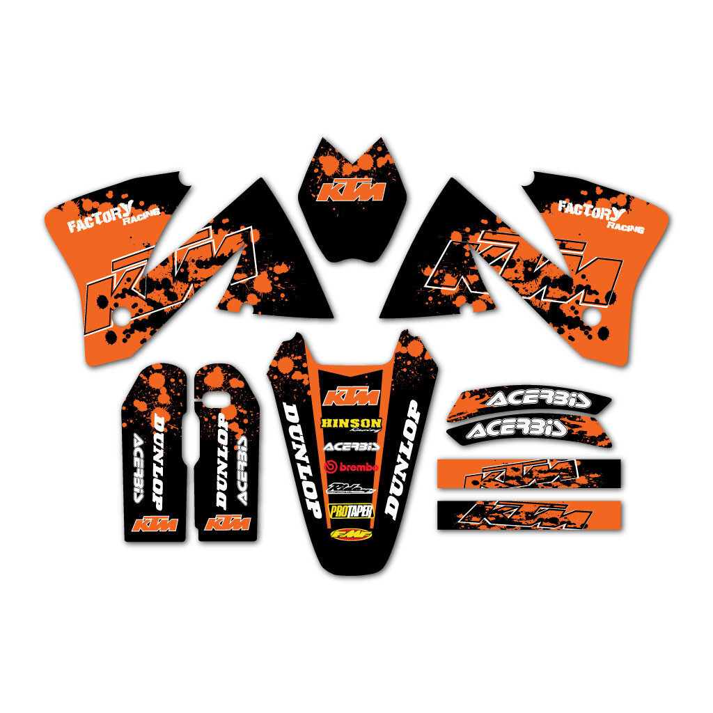 KTM Graphics Kit EXC 2001-2002 SX SXF 1998-2000 Laminated Gloss