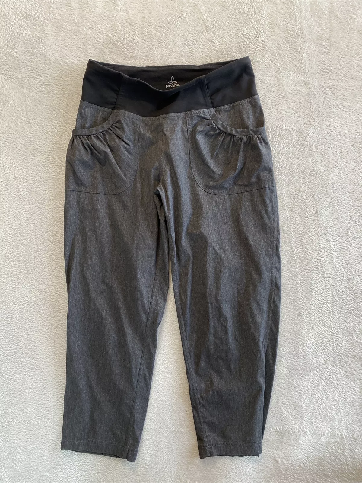prana summit capri heather hiking pockets elasticwaist pants