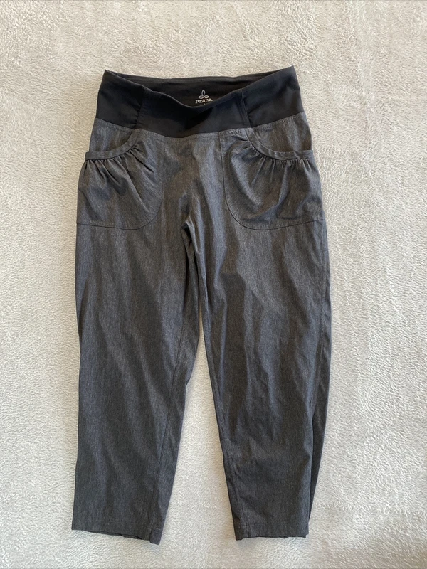 prana summit capri heather hiking pockets elasticwaist pants