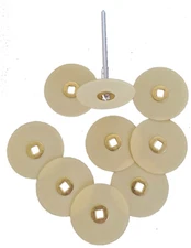 JSP PLASTIC NON SCRATCH POLISH DISC 7/8" BRASS CENTER DISC 100/PK FINE MOORE'S