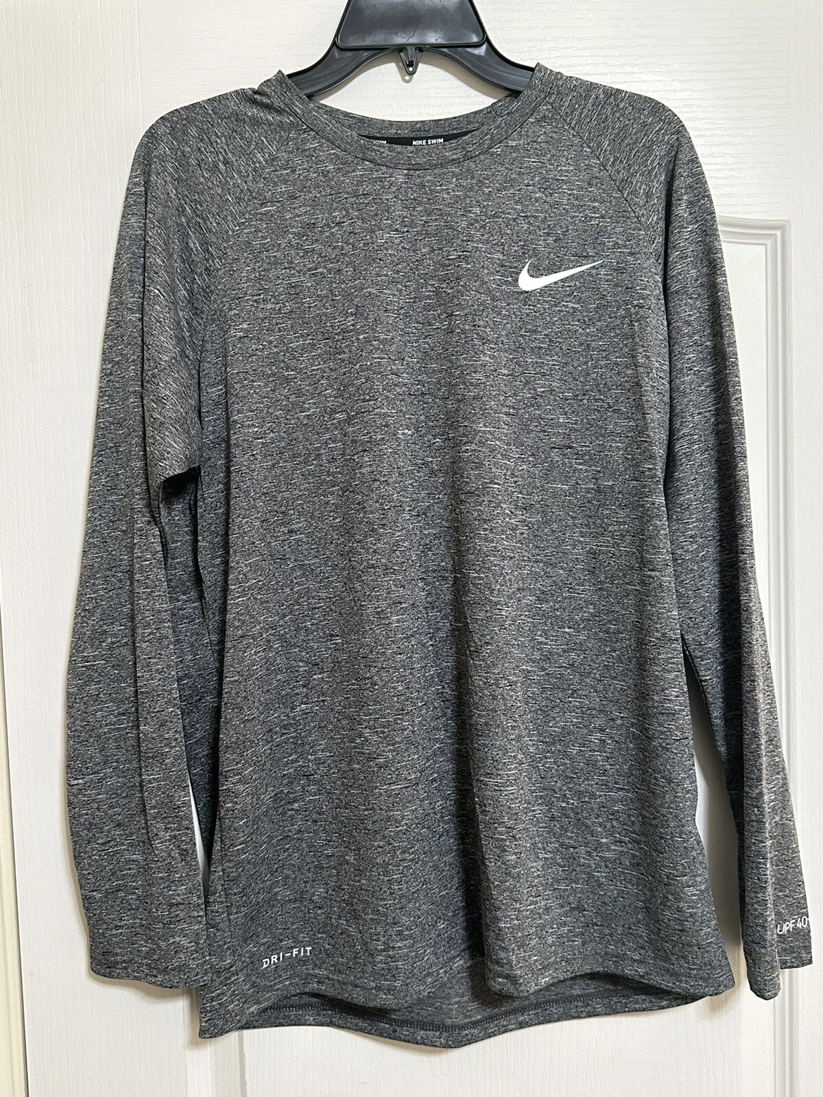 NEW Mens Nike Swim Shirt Long Sleeve Dark Gray Dri Fit UPF 40+ Size MEDIUM