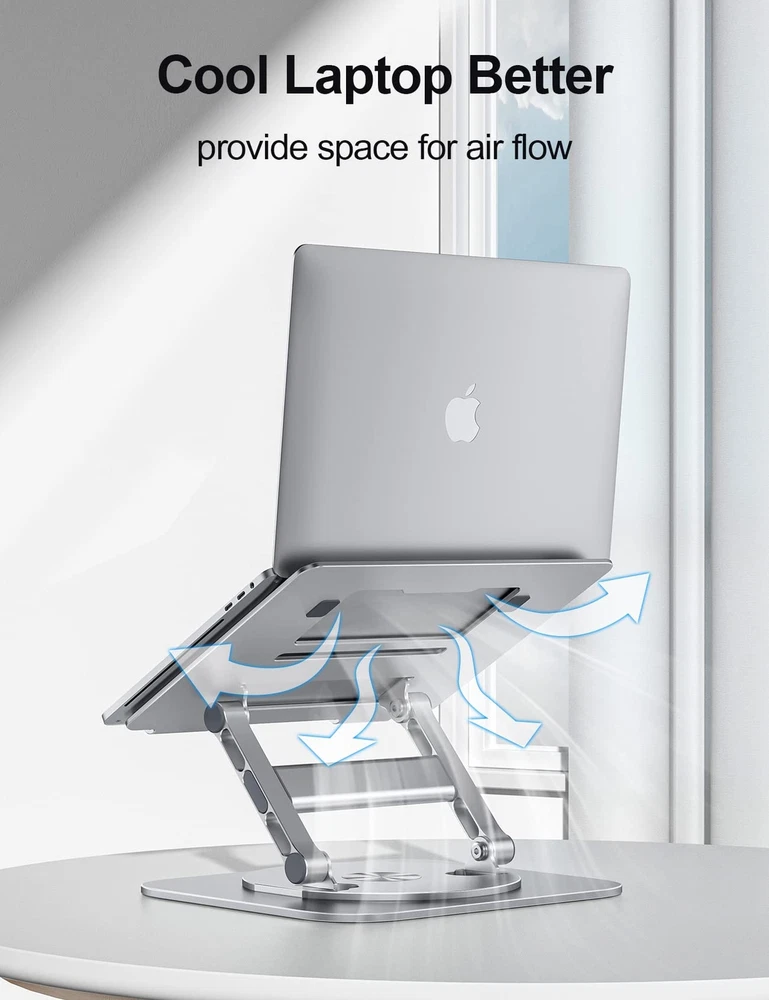360° Rotating Aluminum Laptop Stand – Ergonomic Height-Adjustable Desk Riser for Comfortable Work  