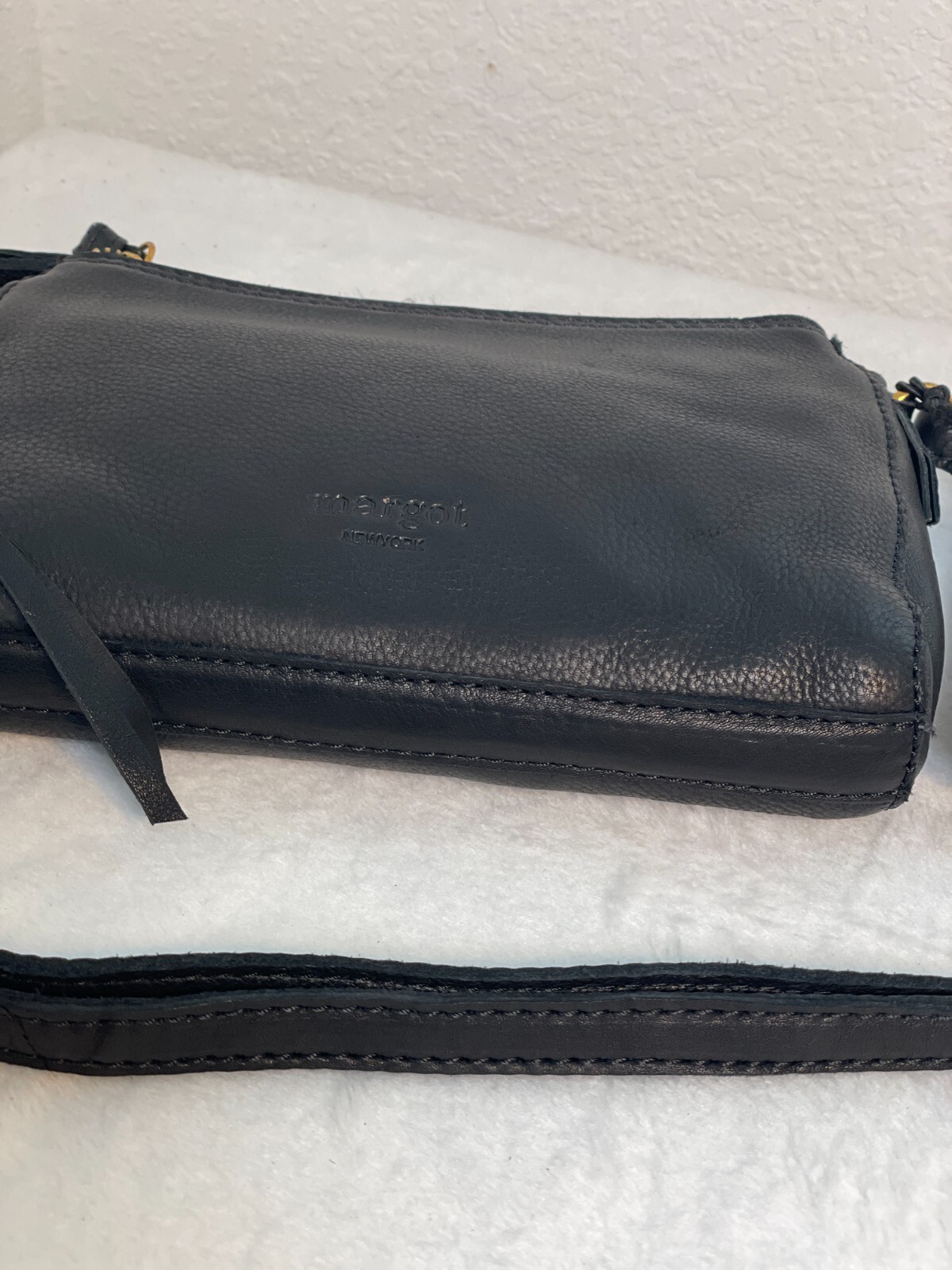 MARGOT New York Jules Double Zip Black Leather Crossbody bag Orig.$125 NWT