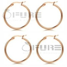 Women's Ladies Silver  & 18K Gold Plated Round Hoop Sleeper Earrings 10mm-60mm