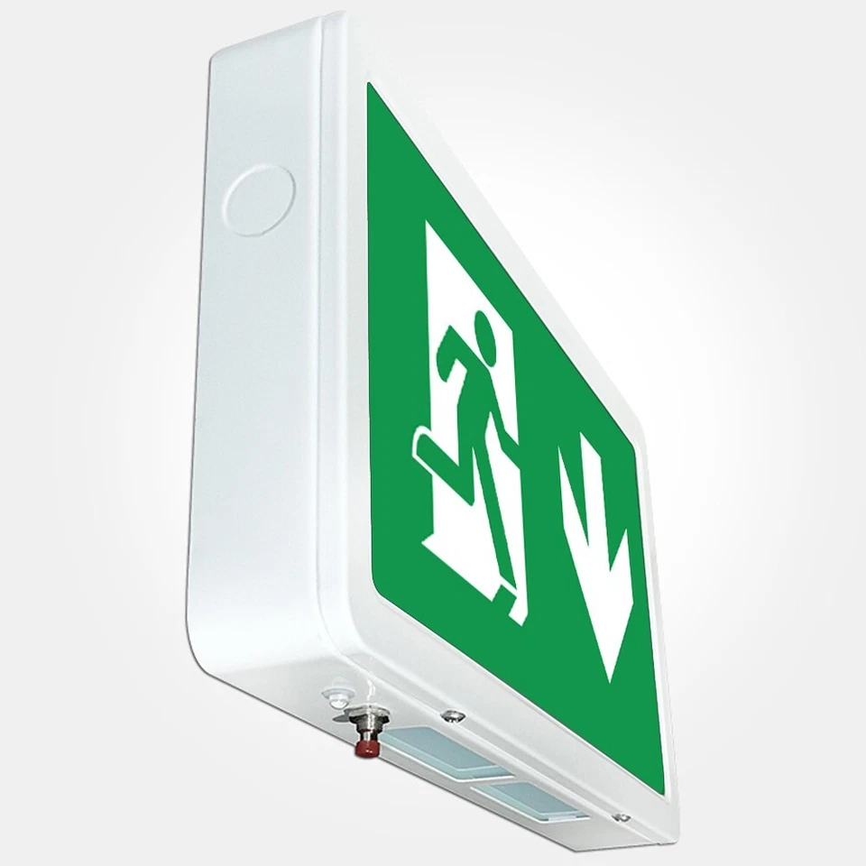 Emergency Exit Sign LED IP20 4W Self Test Down Arrow LiFePO4 Battery LEDBRITE - Image 2 of 4