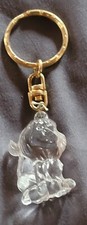 Vintage Keychain Puppy Dog Shaped Fob Clear Acrylic Ring