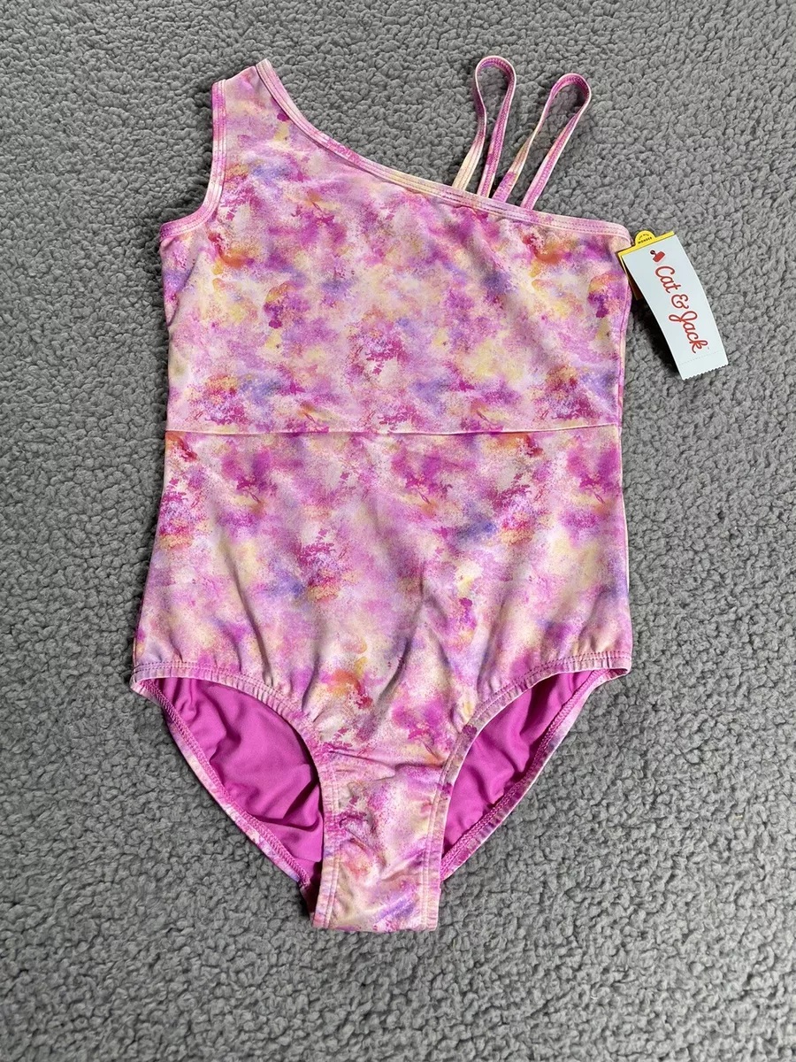 Cat Jack Swimsuit Girls Large 10 12 One Piece Wicking Pink Tie Dye NWT