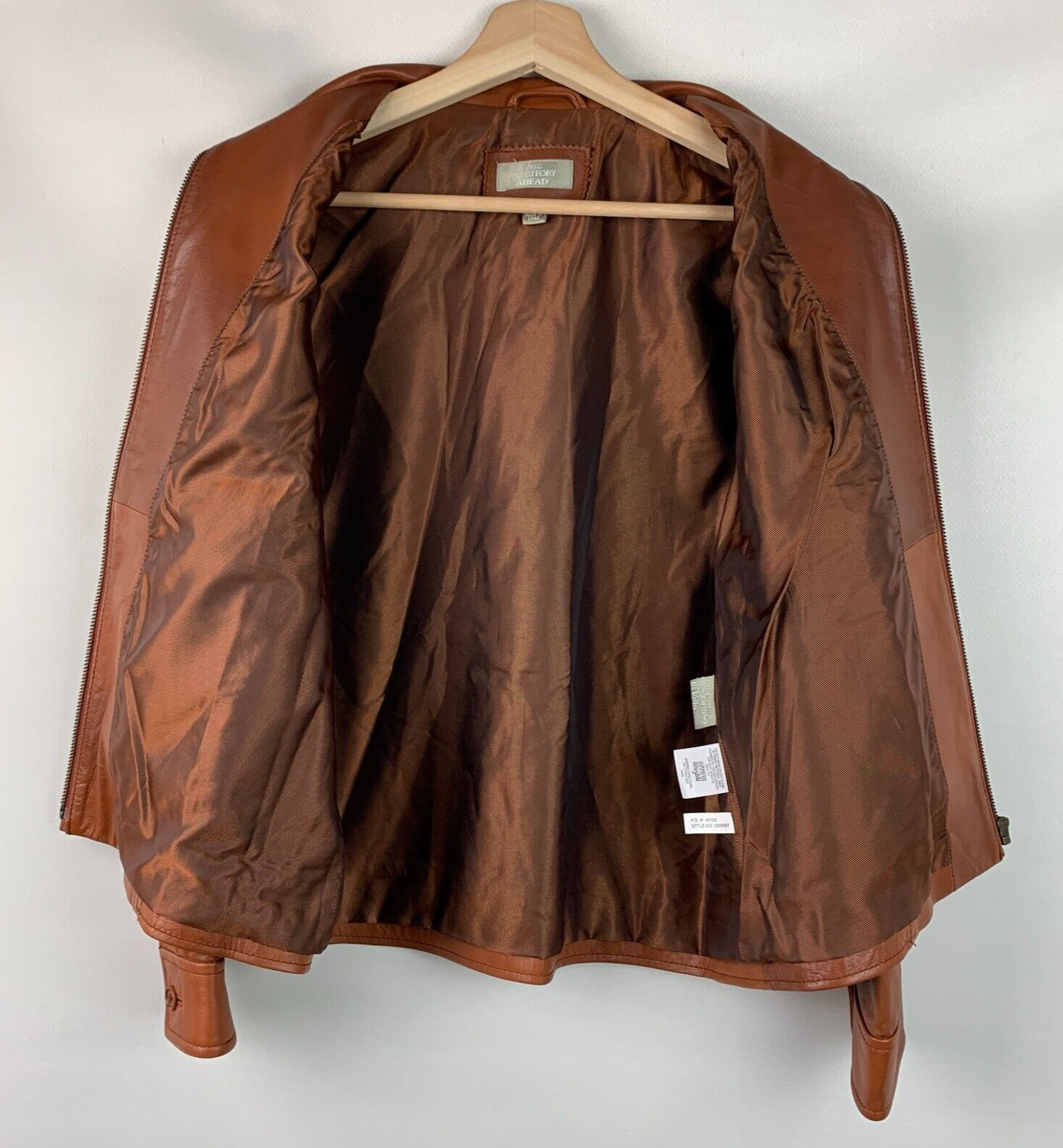 The Territory Ahead Jacket Brown Leather Collared Zip Pockets