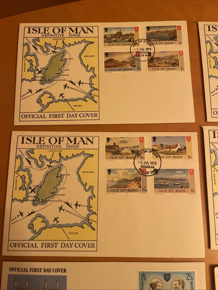 1973-1974 Isle Of Man First Day 9 Covers, XF Condition , See Photos - Image 2 of 4