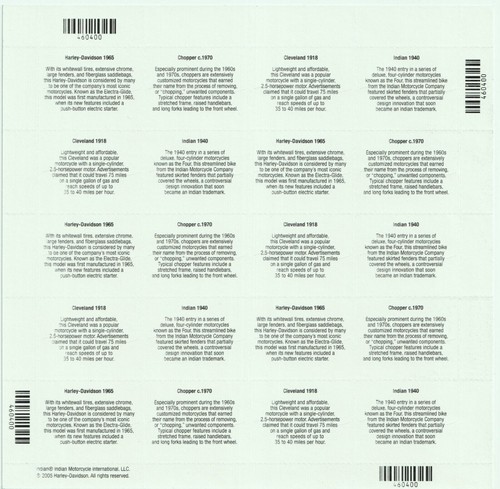 American Motorcycles | 7 Sheets of 20 = 140 Stamps, Scott #4085-4088 | FV$54.60 - Picture 5 of 5