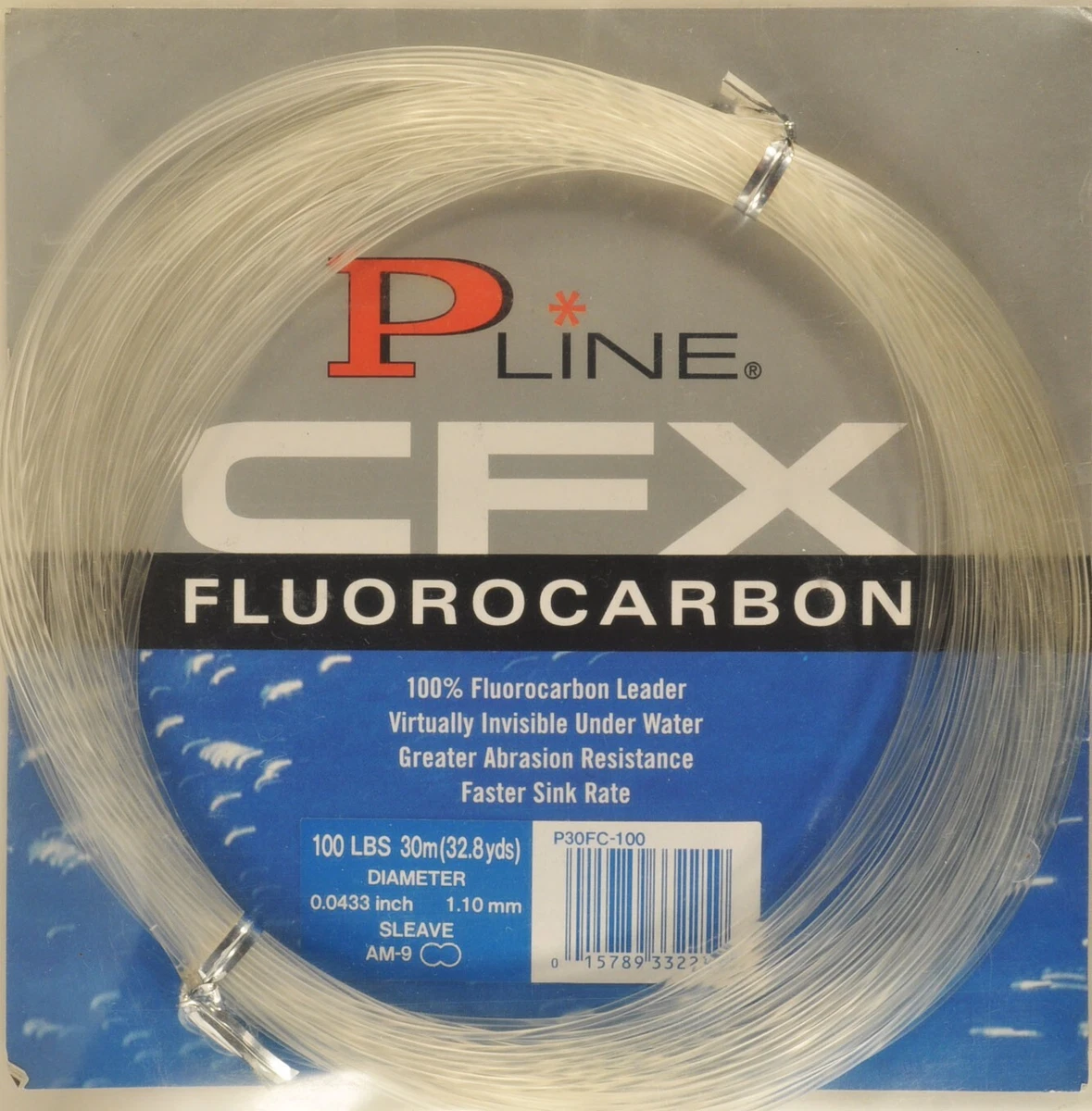 P-Line CFX Clear 100% Fluorocarbon Leader 100LB: 30m/32.8yds, dia