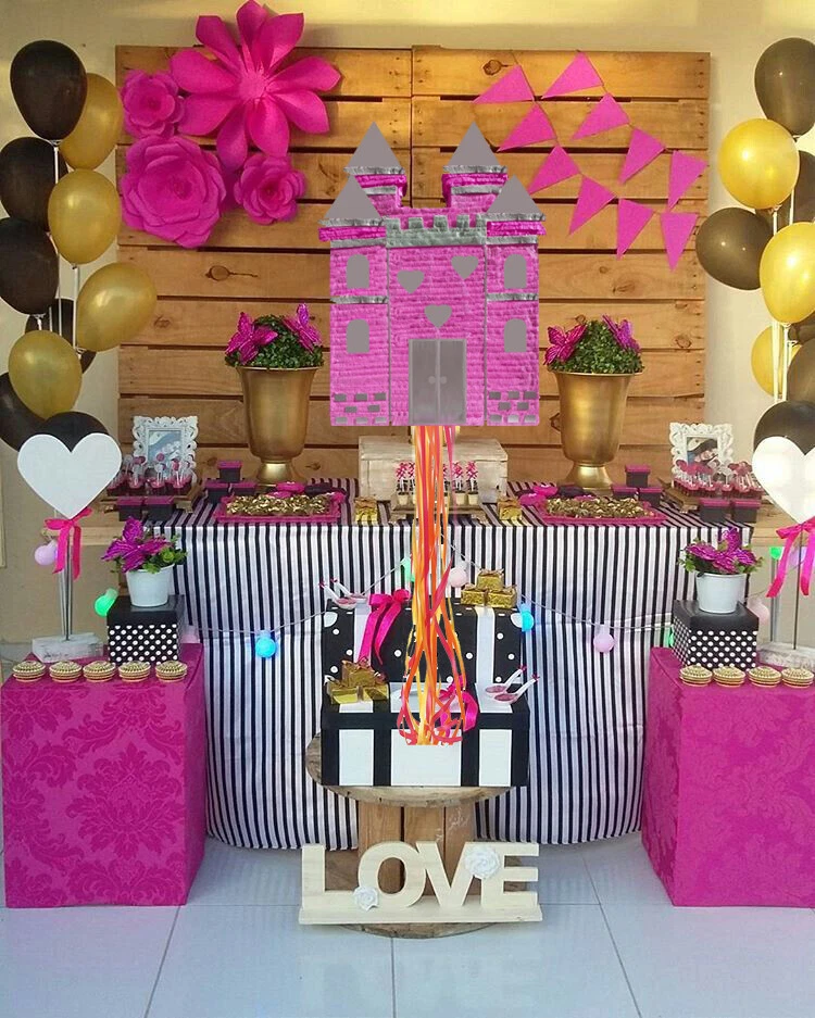  Princess Castle Piñata Pull string Hit Birthday including an optional stick - Image 2 of 4