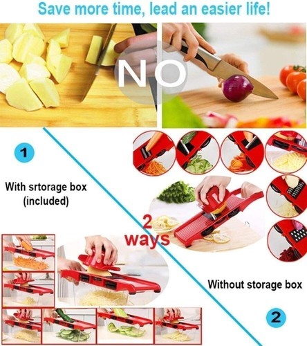 6in1 Mandoline Slicer Julienne Cutter Fruit Vegetable Chopper Peeler Grater Tool - Picture 7 of 7