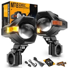 Auxbeam Led Motorcycle Spot Lights Headlight Driving Fog Amber Drl For Harley