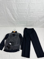 Kids World of USA 4-Piece Sz5 Formal Suit Set Boys Black Silver Houndstooth NWT