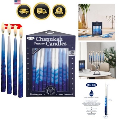 Rite -Lite Judaica  Chanukah Candles. Handcrafted, Tri-Color Blue/White Strip...