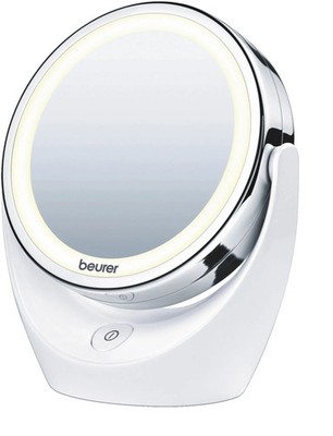 Kosmetikspiegel beleuchtet 5-fach Vergrößerung Chrom 11cm LED drehbar BS49
