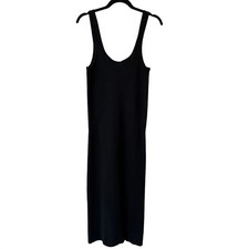 FRESHMAN 1996 Black Ribbed Knit Tank Dress Midi Sleeveless size Medium