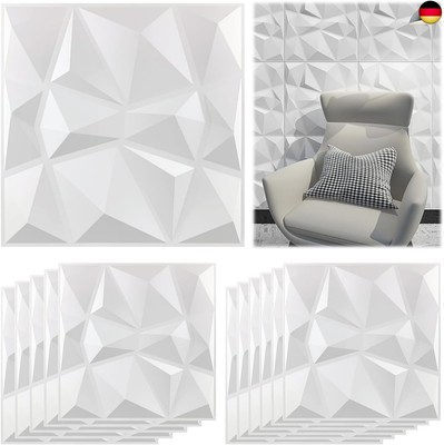 12 Stücke 3D Wall Panels, 30 × 30 cm Gaming Zimmer Wand Decke 3D Optik Diamant, 