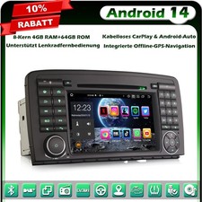 8-Kern Autoradio Android 14 GPS Navi f&uuml;r Mercedes R-Klasse W251 CarPlay DAB+64GB