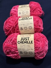 Premier Just Chenille Yarn Lot of 3 Hibiscus 60 yds 50G