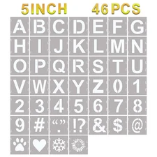 46 Pcs Letter Stencils Symbol Numbers Craft Stencils, Reusable Alphabet Templ...