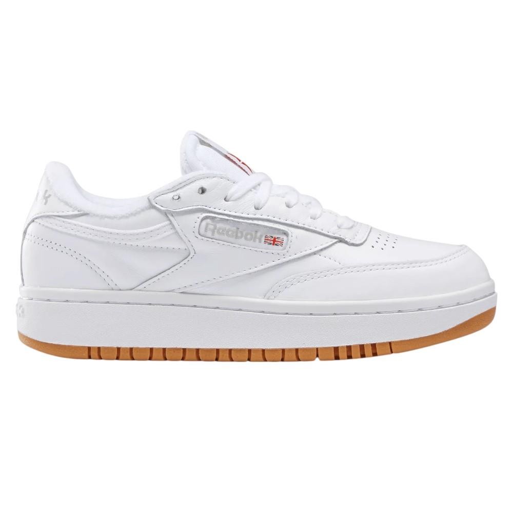 Reebok MUJER Club C Doble Zapatillas Zapatos Blanco Plataforma Gruesa Retro