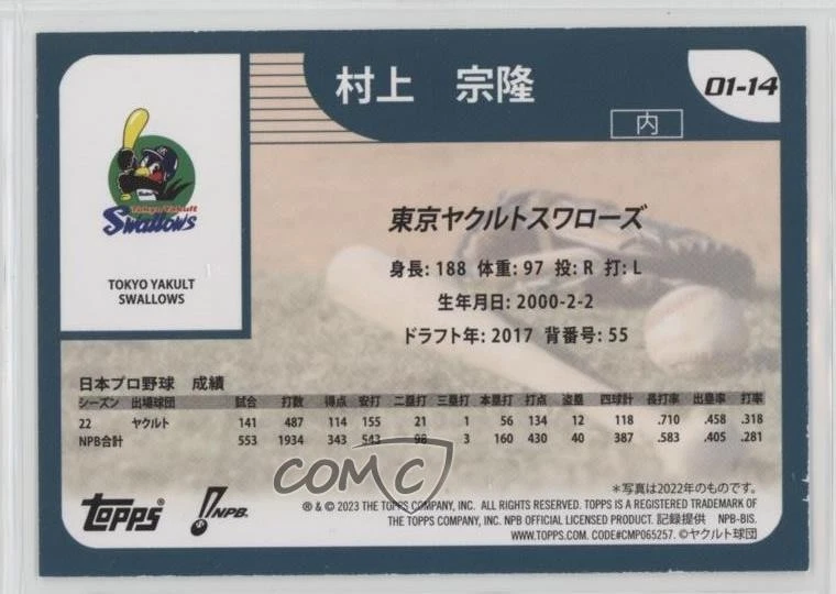 2023 Topps NPB Nippon Professional Baseball 2001 Topps Munetaka Murakami #01-14 - Image 2 of 2