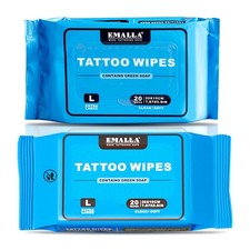 Emalla Green Soap Tattoo Wipes, 40 Count L All in One Premium Cleaning Wipes to