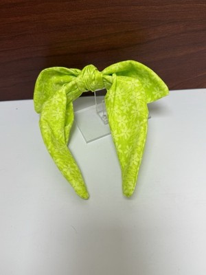 Lime Green Flowers Homemade Tie Knot Headband Hair Accessory for Girls Women