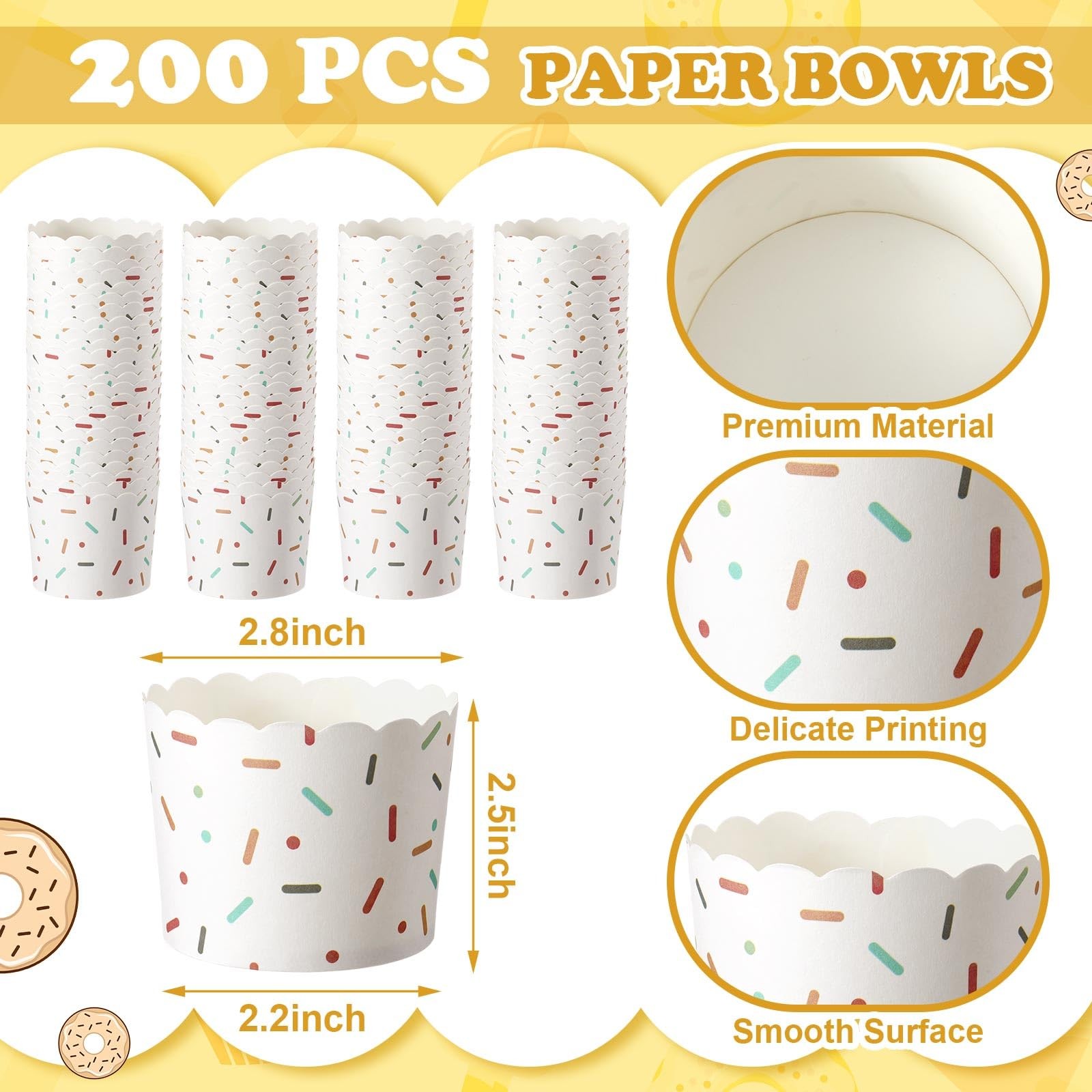 200 PCS 6 oz White Cupcake Liners, Greaseproof Muffin Paper Cups, Baking
