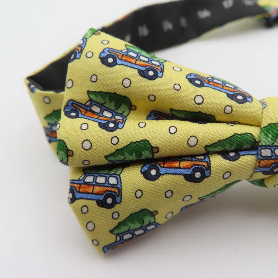 Pajarita de seda Vineyard Vines amarillo verde azul Navidad 2" de ancho pre atada EE. UU. Foto 2 de 4