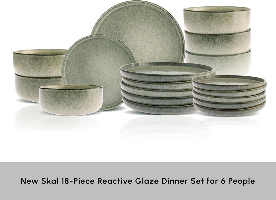 18-Piece Dinnerware Sets for 6 People, Modern Design, Stoneware Dinner Set, Kit - Image 3 of 4