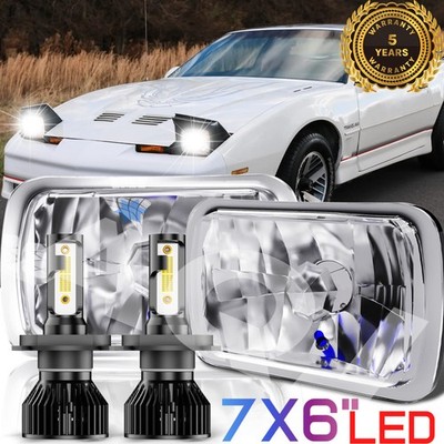 For Pontiac Firebird 1982-1990 7X6'' Sealed Hi-Lo Beam DRL LED Headlight