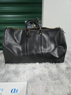 Louis Vuitton Epi Keepall Black Leather Duffle Bag with Handles