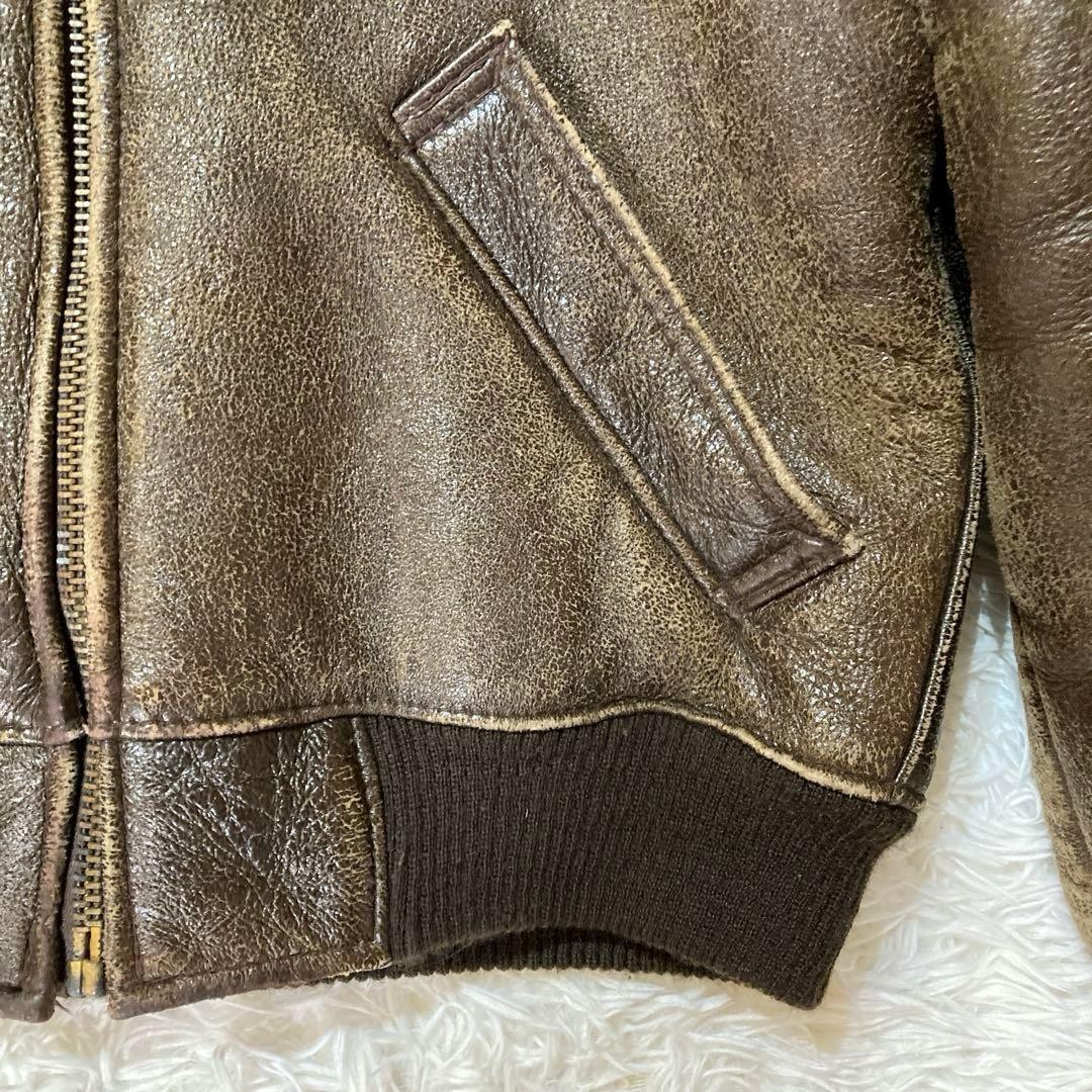 Schott B-6 Shearling Flight Jacket Sheepskin Size… - image 7