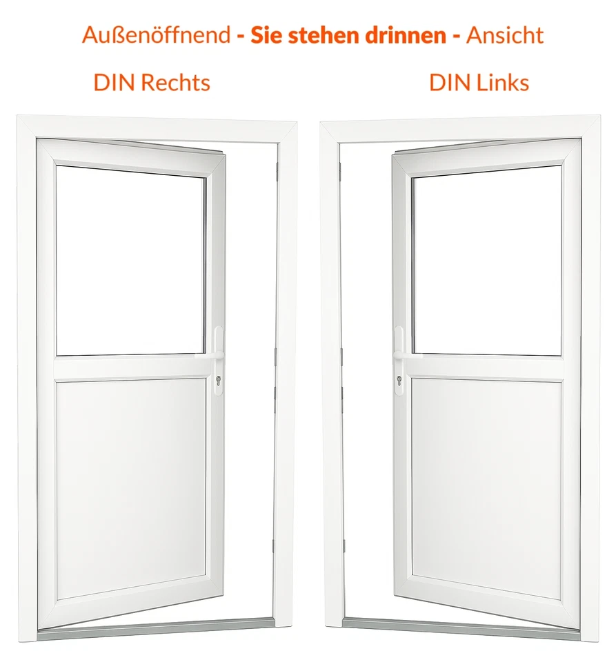 Nebeneingangstür Kunststoff halb Glas Nebentür anthrazit weiß außenöffnend - Bild 4 von 4