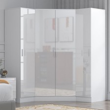 REFLECT Wardrobe Bundle - 2 Door Corner + 2x 1 Door - White Gloss / White