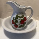 McCoy Large Strawberry Fields Country Pitcher and Basin Bowl Set VINTAGE