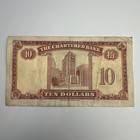 Vintage Hong Kong 10 Dollars The Chartered Bank ND (1962-1970) Note Pick 70c VG — photo 2