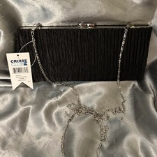 Evening Prom Cruise Club Black Satin Purse Crossbody Bag New With Tags