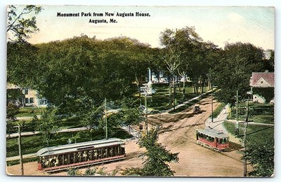 Postcard: Monument Park from New Augusta House, Augusta, Me.