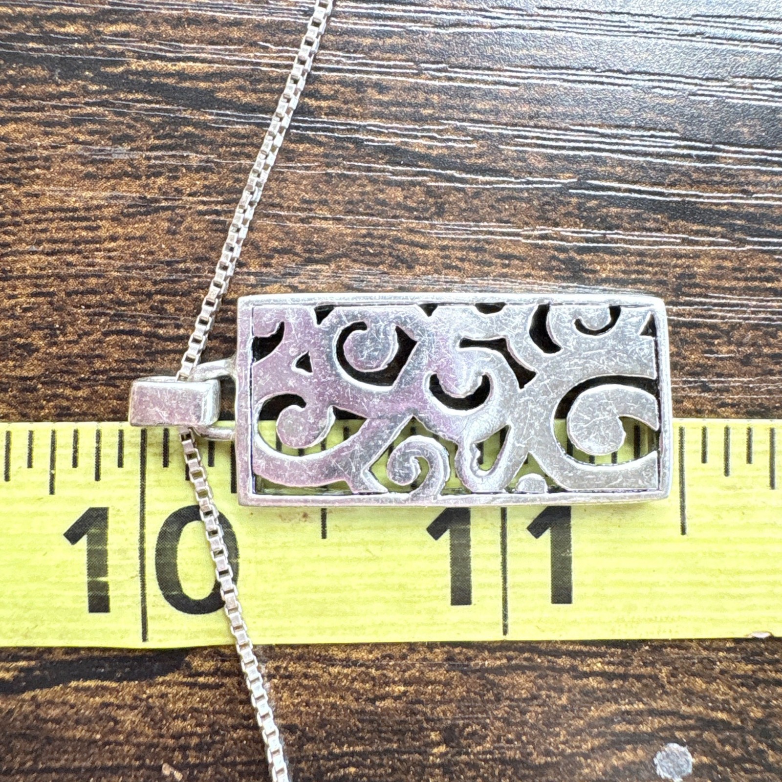 Sterling Silver 925 Scroll Design Rectangle Penda… - image 11