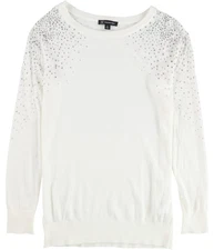 I.N.C Womens Embellished Pullover Sweater, white, M