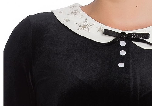 Hell Bunny Black Velvet Snowy Mini Dress JR Size XL NWT - Picture 2 of 3
