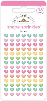 Crafts Doodlebug Sprinkles Puffy Love You Tiny Hearts Pastel Pink Blue Yellow