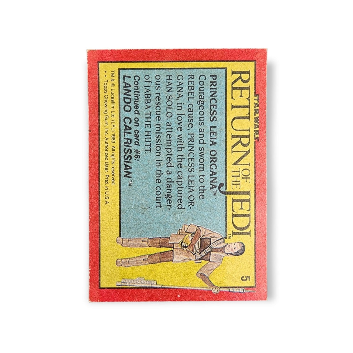1983 Topps Star Wars Return of the Jedi #5 Princess Leia Organa