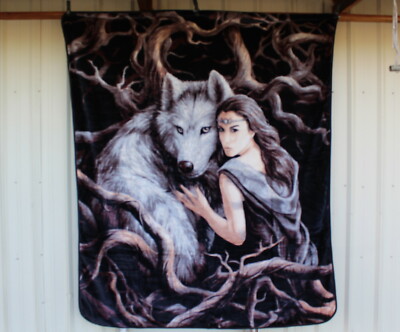 ANNE STOKES WOLF LADY SOUL BOND GOTHIC FANTASY QUEEN SIZE BLANKET