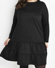 Curve skater dress black plus size 14 16 20 22/24 ladies tiered skirt area LBD