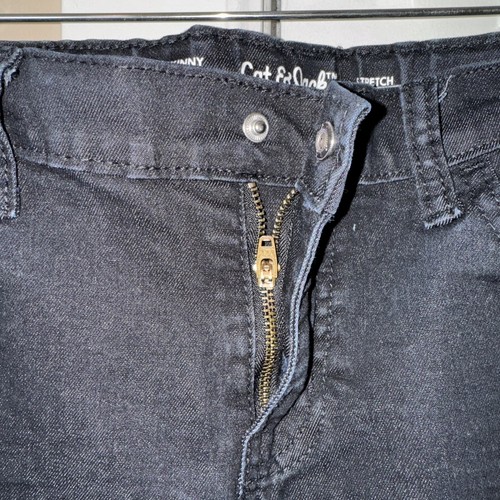 Cat & Jack Jeans Women's Size 14 Stretch Skinny Dark Black Adjustable Waist - Picture 3 of 7